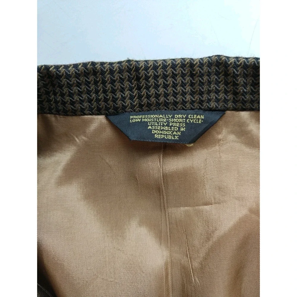 J Riggins Mens Sports Coat 42R Brown Geometric Wool Blazer 3 Button USA E703